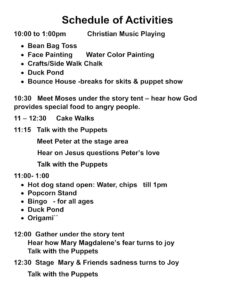 Schedule of Activities